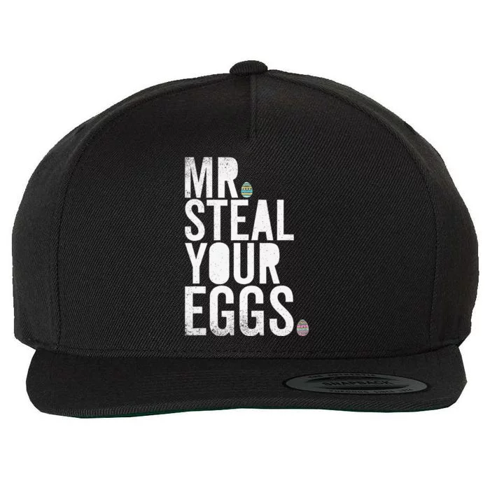 Mr Steal Your Eggs Funny Easter Matching Family Wool Snapback Cap