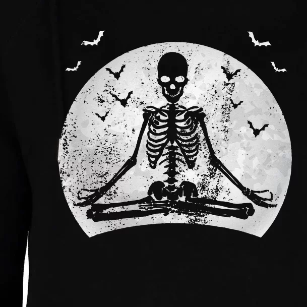 Meditating Skeleton Yoga Lover Halloween Moon Costume Womens Funnel Neck Pullover Hood