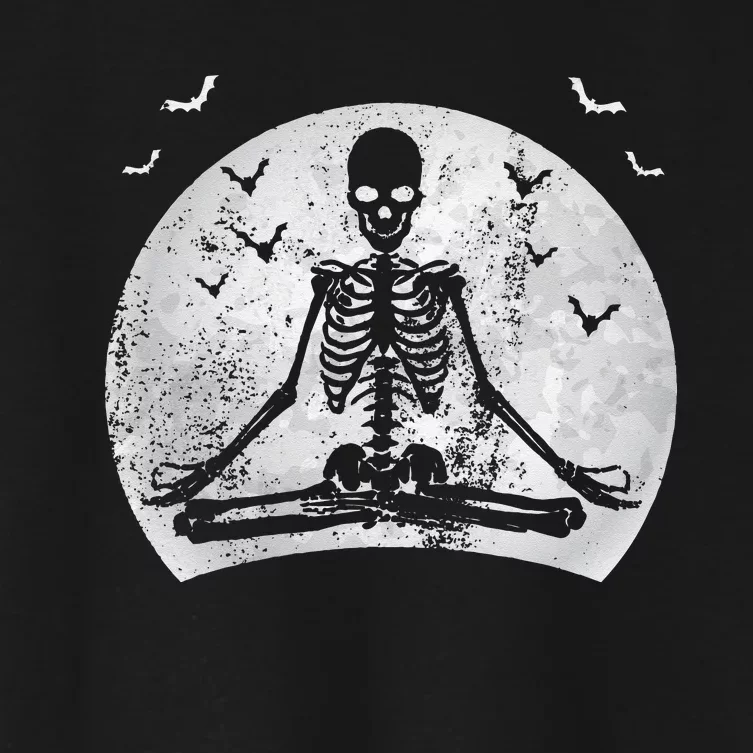 Meditating Skeleton Yoga Lover Halloween Moon Costume Women's Crop Top Tee