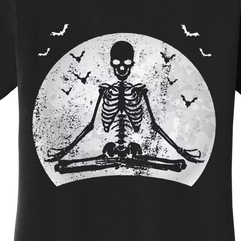 Meditating Skeleton Yoga Lover Halloween Moon Costume Women's T-Shirt