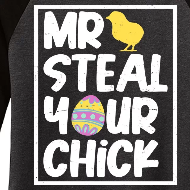 Mr Steal Your Chick Funny Chicken Egg Women's Tri-Blend 3/4-Sleeve Raglan Shirt