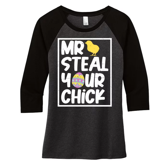 Mr Steal Your Chick Funny Chicken Egg Women's Tri-Blend 3/4-Sleeve Raglan Shirt