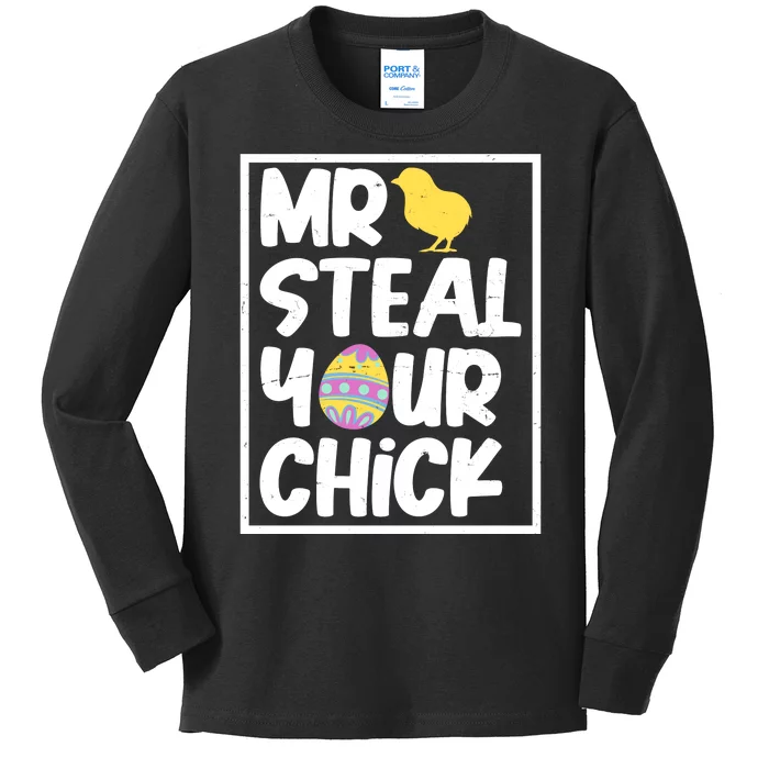 Mr Steal Your Chick Funny Chicken Egg Kids Long Sleeve Shirt