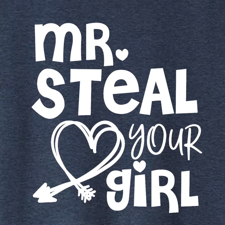 Mr Steal Your Girl Hearts Boy Son Brother Fun Valentines Day Women's Crop Top Tee