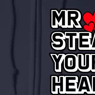 Mr Steal Your Heart Valentines Day Funny V Day Boy Full Zip Hoodie