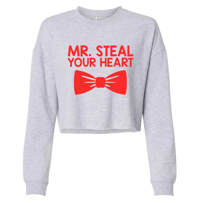 Mr Steal Your Heart Gift Little Gentle Valentine's Day Gift Funny Gift Cropped Pullover Crew