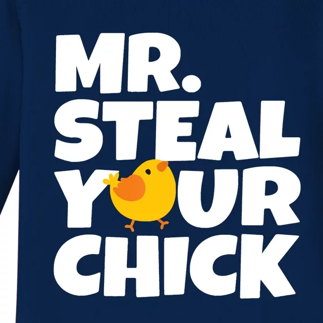 Mr Steal Your Chick Easter Chicken Egg Hunting Baby Long Sleeve Bodysuit