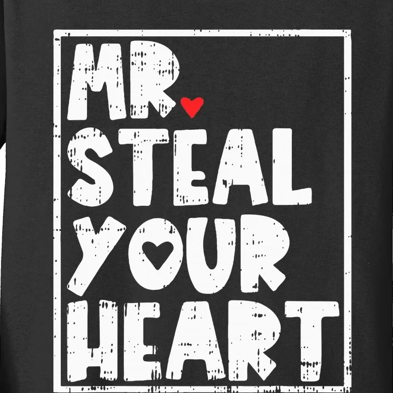 Mr Steal Your Heart Valentines Day Funny Vday Kids Long Sleeve Shirt