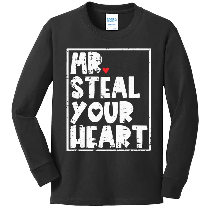 Mr Steal Your Heart Valentines Day Funny Vday Kids Long Sleeve Shirt