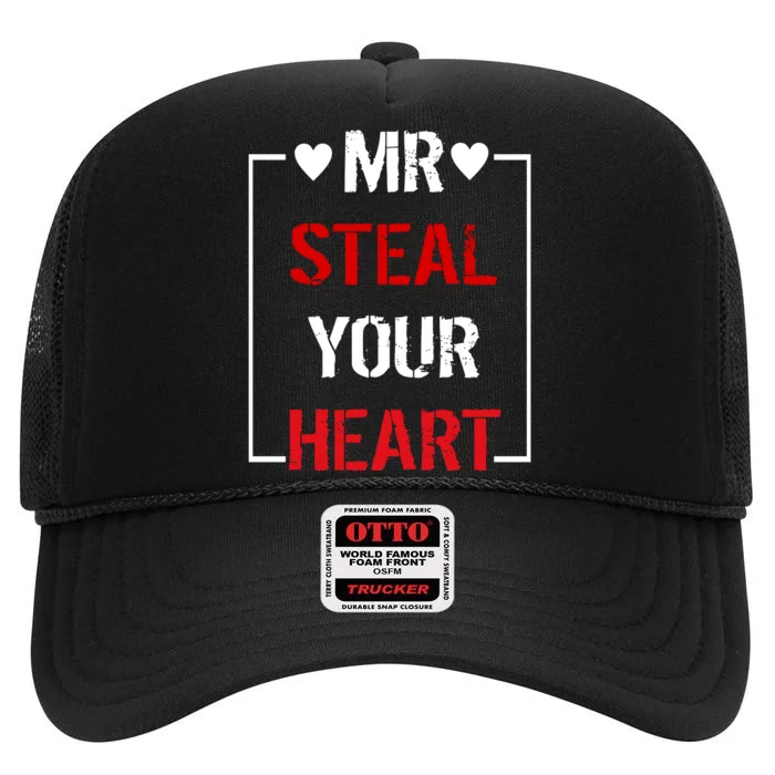 Mr. Steal Your Heart Valentines Day High Crown Mesh Trucker Hat