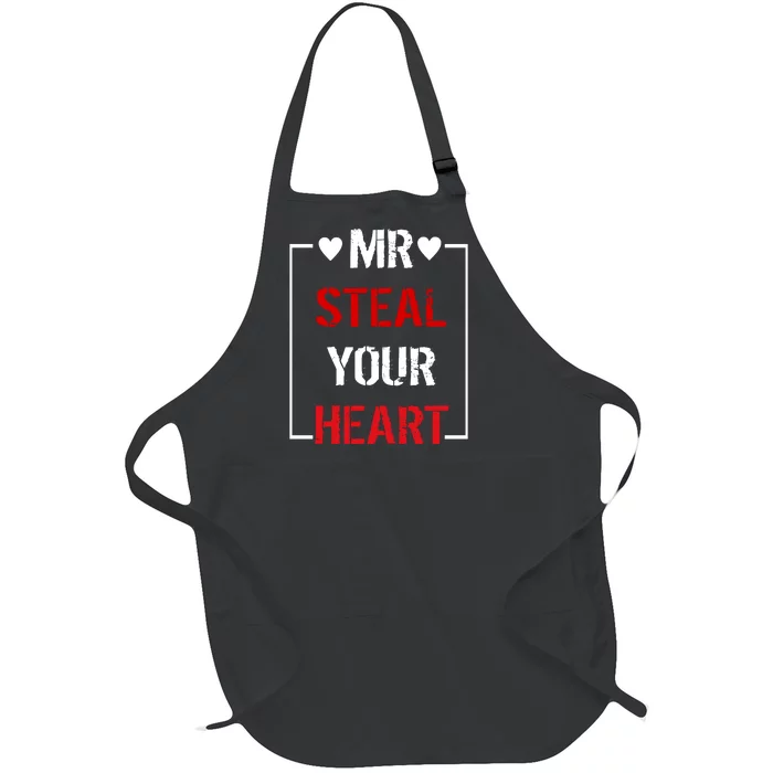 Mr. Steal Your Heart Valentines Day Full-Length Apron With Pocket