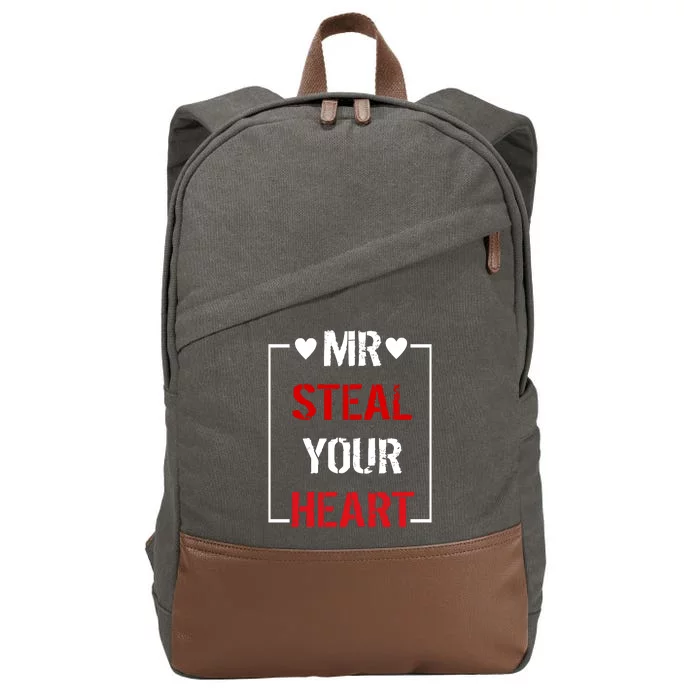 Mr. Steal Your Heart Valentines Day Cotton Canvas Backpack