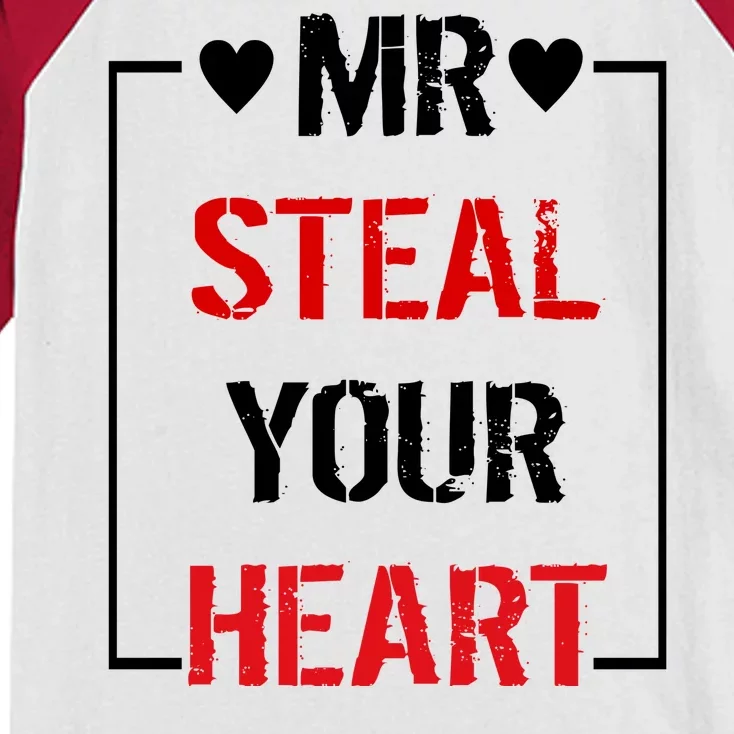 Mr. Steal Your Heart Valentines Day Kids Colorblock Raglan Jersey