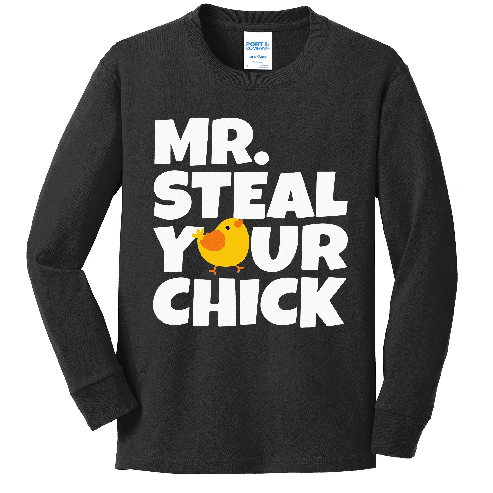 Mr Steal Your Chick Easter Chicken Egg Hunting Kids Long Sleeve Shirt ...