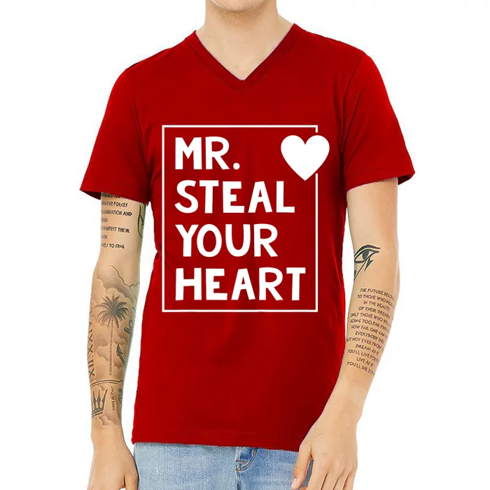 Mr Steal Your Heart Valentines Day Boy V-Neck T-Shirt