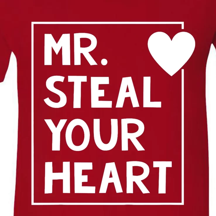 Mr Steal Your Heart Valentines Day Boy V-Neck T-Shirt