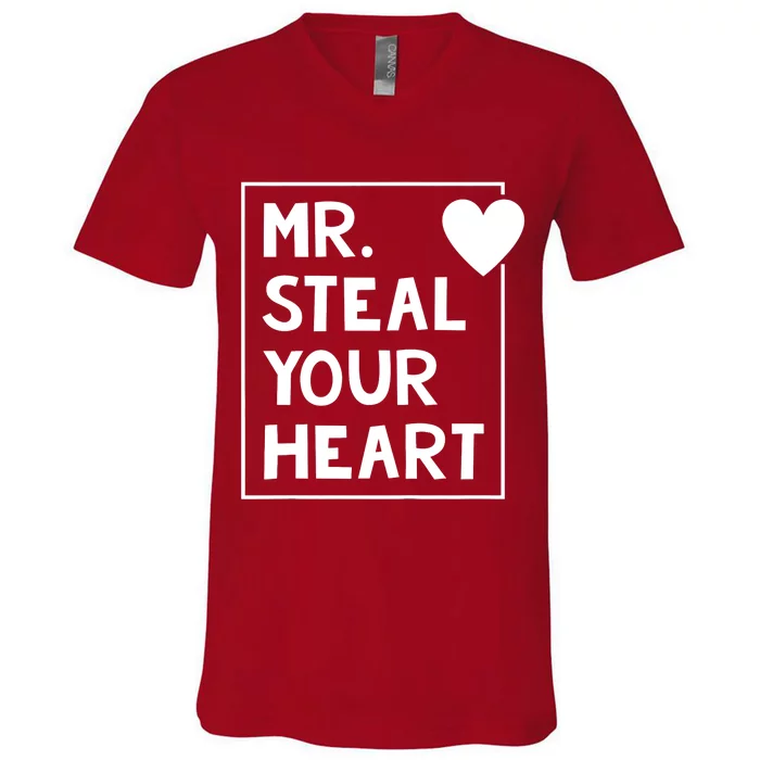 Mr Steal Your Heart Valentines Day Boy V-Neck T-Shirt