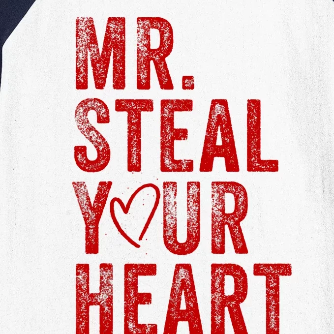 Mr Steal Your Heart Valentines Day Boy Baseball Sleeve Shirt