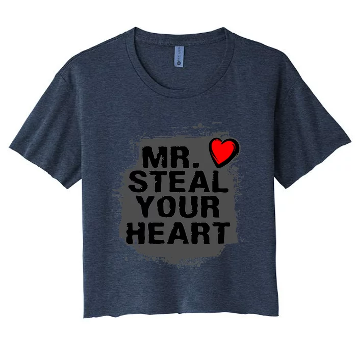 Mr. Steal Your Heart Retro Valentine's Day Boys Son Women's Crop Top Tee