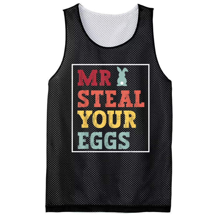 Mr Steal Your Eggs Easter Funny Spring Humor Mesh Reversible Basketball Jersey Tank