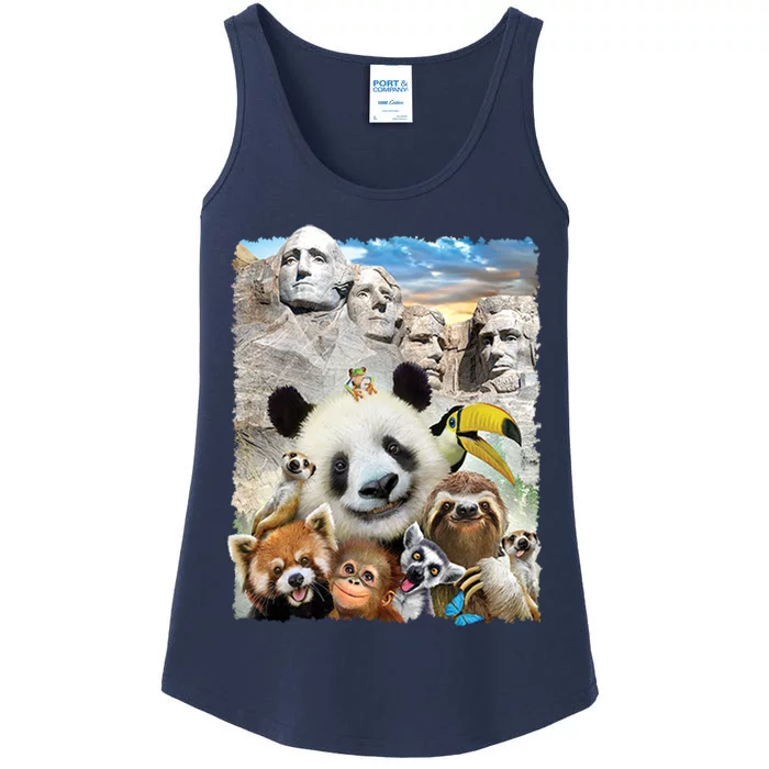 Mt Rushmore Wild Animals Selfie Ladies Essential Tank