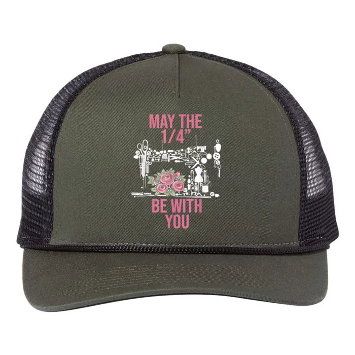 May The 1/4 Be With You Sewing Machine Quilting Gift Retro Rope Trucker Hat Cap