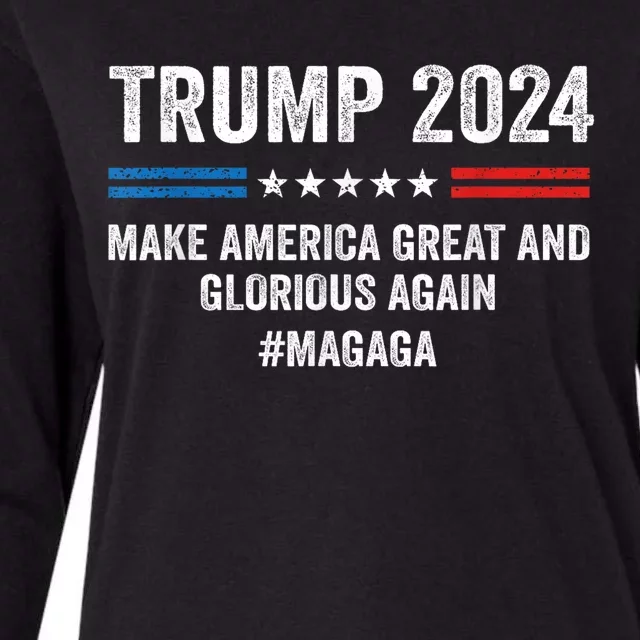 Magaga Trump 2024 Make America Great And Glorious Again Womens Cotton Relaxed Long Sleeve T-Shirt