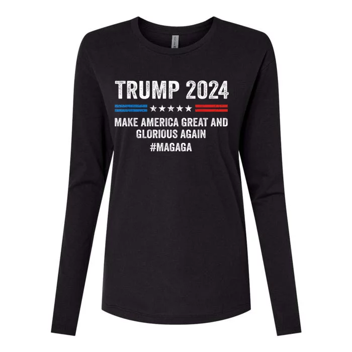 Magaga Trump 2024 Make America Great And Glorious Again Womens Cotton Relaxed Long Sleeve T-Shirt