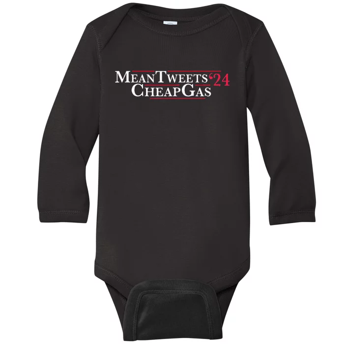 Mean Tweets 24 Cheap Gas Price Gas Trump 2024 Baby Long Sleeve Bodysuit