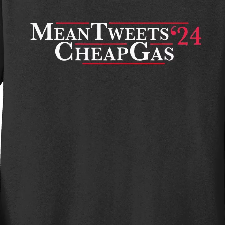 Mean Tweets 24 Cheap Gas Price Gas Trump 2024 Kids Long Sleeve Shirt