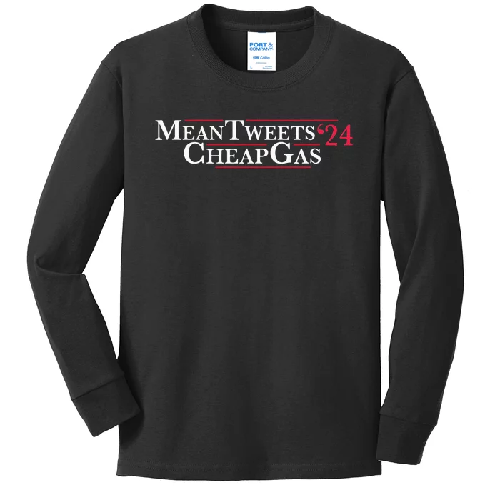 Mean Tweets 24 Cheap Gas Price Gas Trump 2024 Kids Long Sleeve Shirt