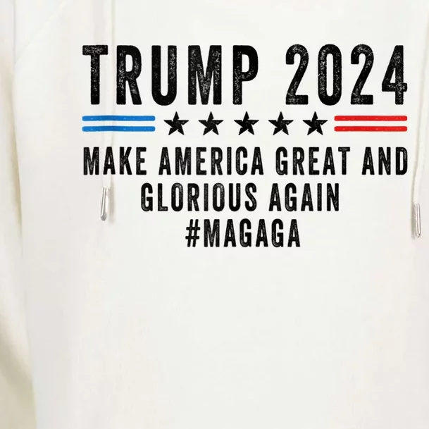 MAGAGA Trump 2024 Make America Great And Glorious Again Womens Funnel Neck Pullover Hood