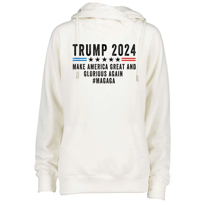 MAGAGA Trump 2024 Make America Great And Glorious Again Womens Funnel Neck Pullover Hood