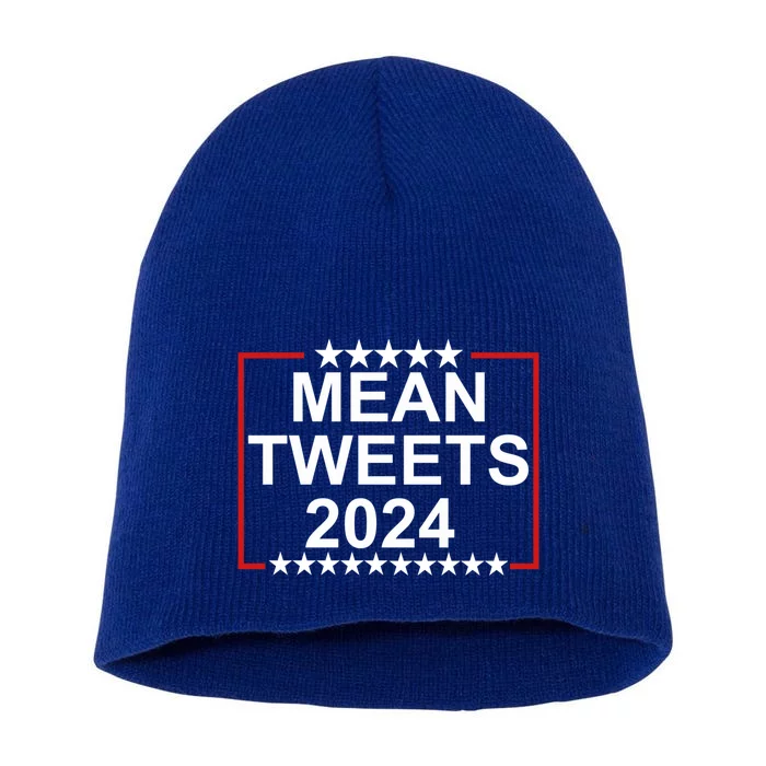 Mean Tweets 2024 Funny Donald Trump Conservative Gag Gift Short Acrylic Beanie