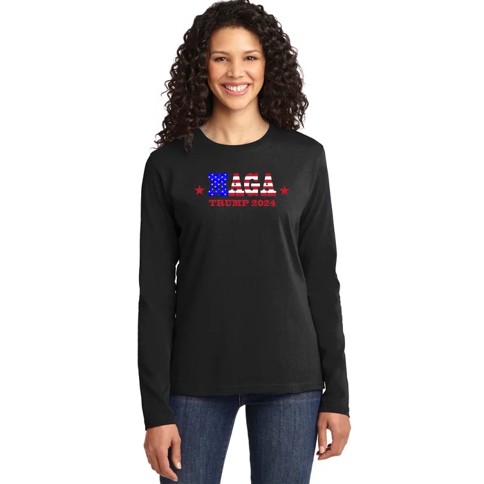 MAGA Trump 2024 Ladies Long Sleeve Shirt