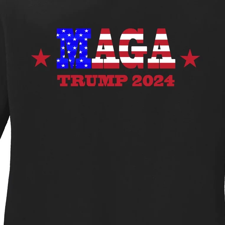 MAGA Trump 2024 Ladies Long Sleeve Shirt