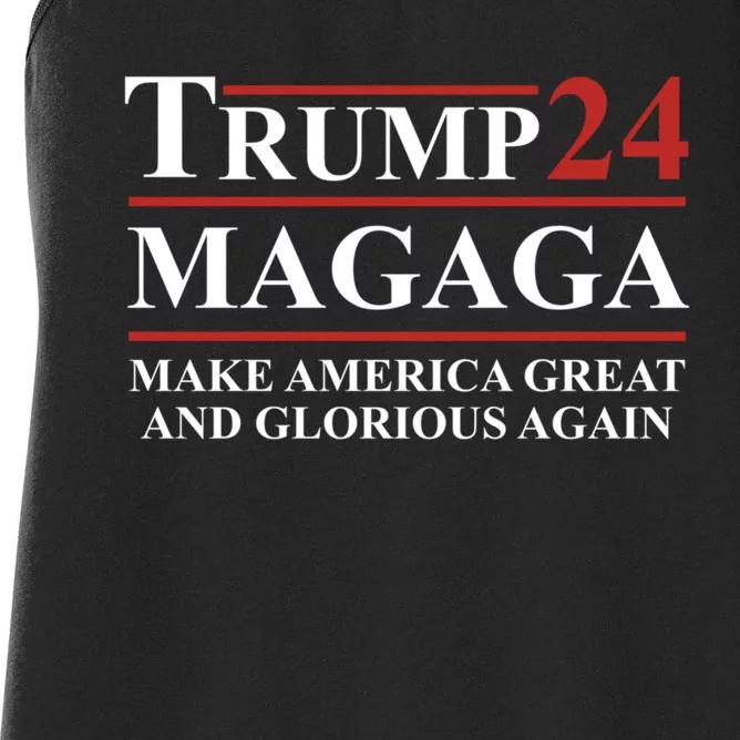 Magaga Trump 2024 Make America Great And Glorious Again Women's Racerback Tank