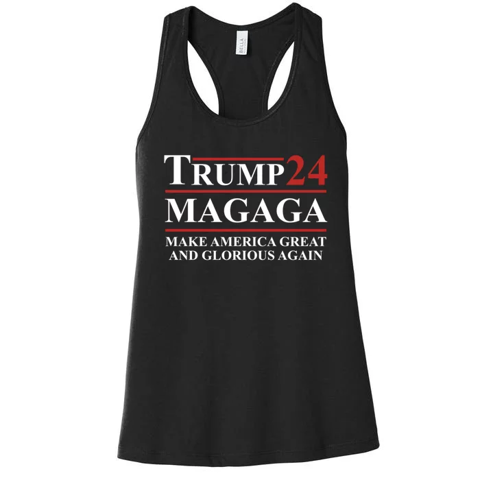 Magaga Trump 2024 Make America Great And Glorious Again Women's Racerback Tank