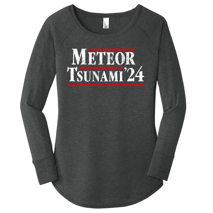 Meteor Tsunami 2024 Funny Election Campaign Women's Perfect Tri Tunic Long Sleeve Shirt