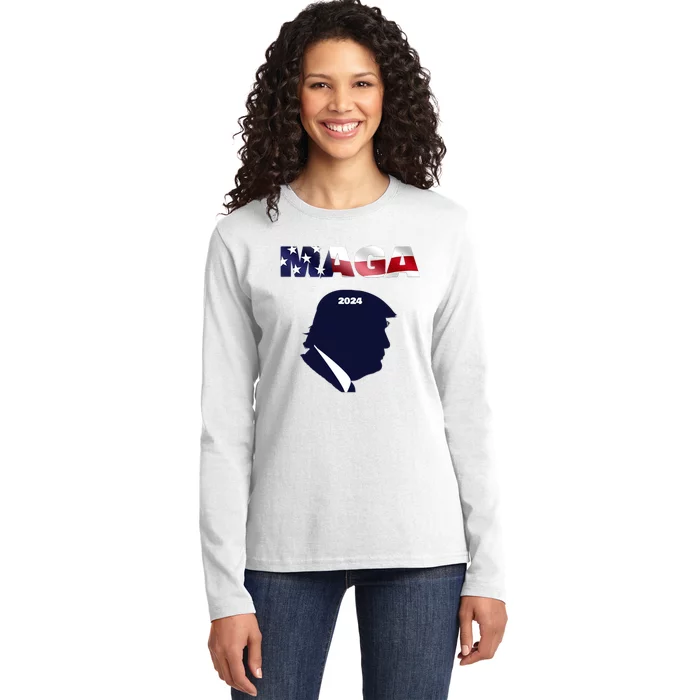 MAGA Trump 2024 Ladies Long Sleeve Shirt