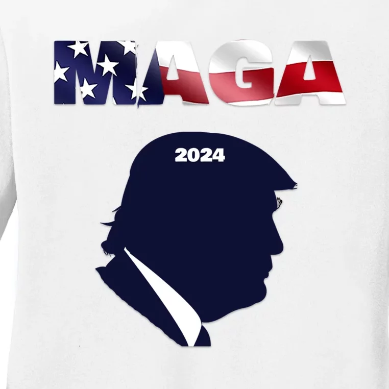 MAGA Trump 2024 Ladies Long Sleeve Shirt