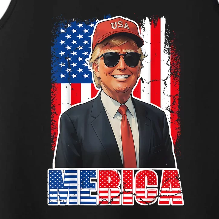 Merica Trump 2024 4th Of July Funny Trump American Flag Gift Performance Tank