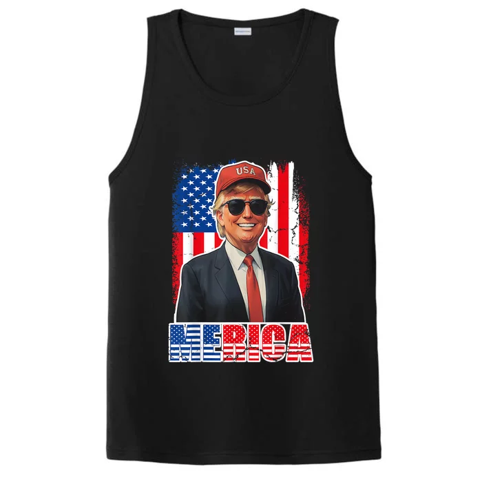 Merica Trump 2024 4th Of July Funny Trump American Flag Gift Performance Tank