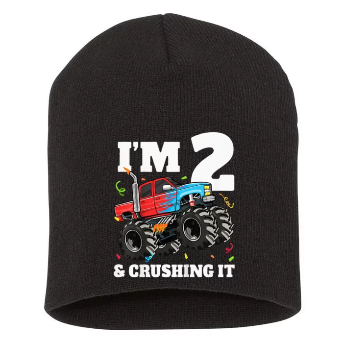 Monster Truck 2nd Birthday Boy 2 Two Year Old Short Acrylic Beanie