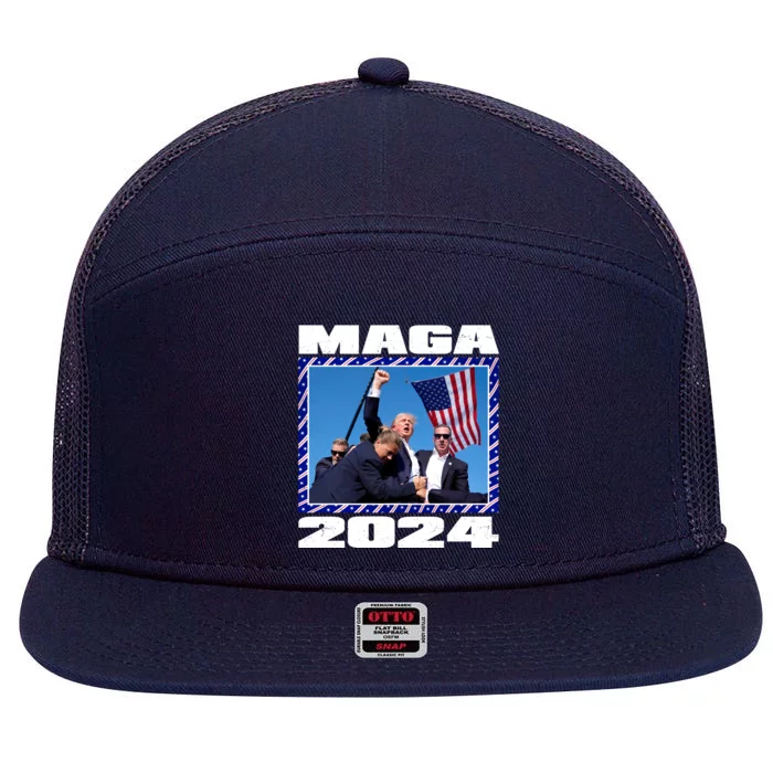 Maga Trump 2024 7 Panel Mesh Trucker Snapback Hat