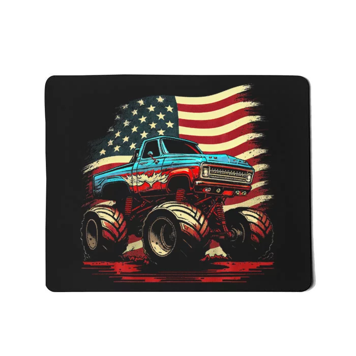 Monster Truck 4th of July Vintage American Flag Patriotic Mousepad