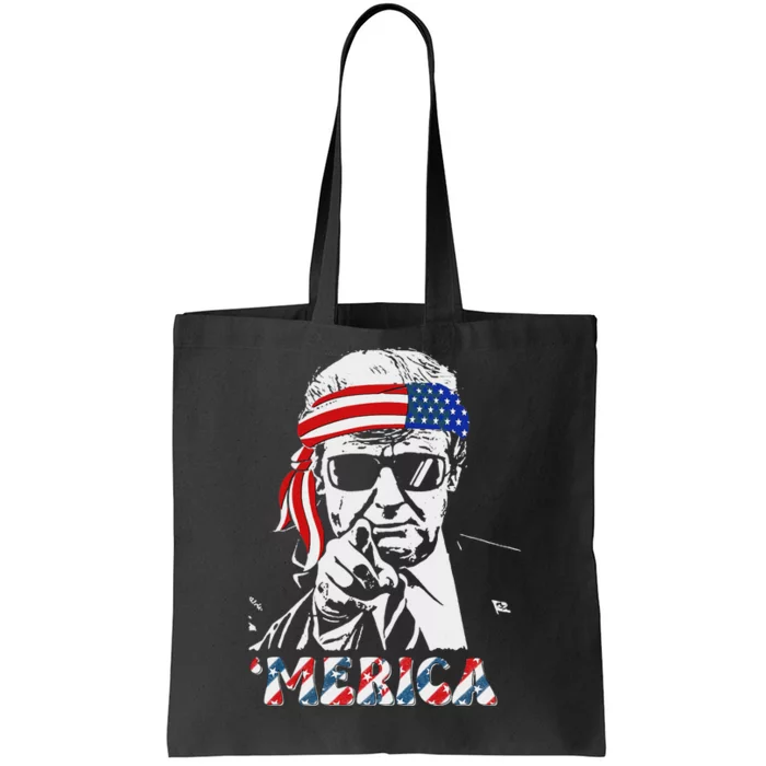 Merica Trump 4th Of July American Flag Tote Bag