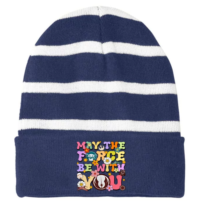 May The 4th Be With You Star Movie Wars May The Force Striped Beanie with Solid Band