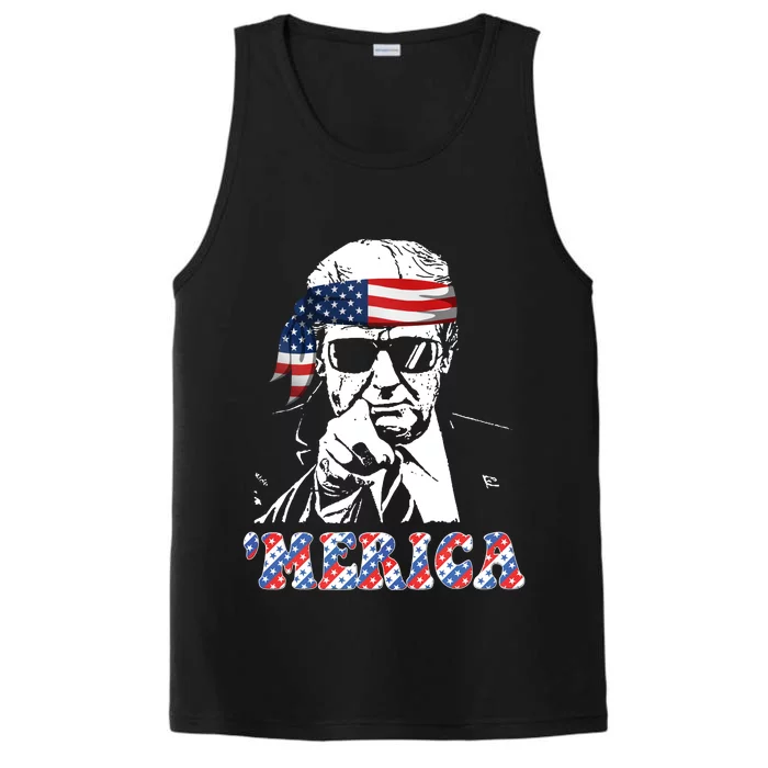 Merica Trump 4th Of July American Flag Festive Performance Tank