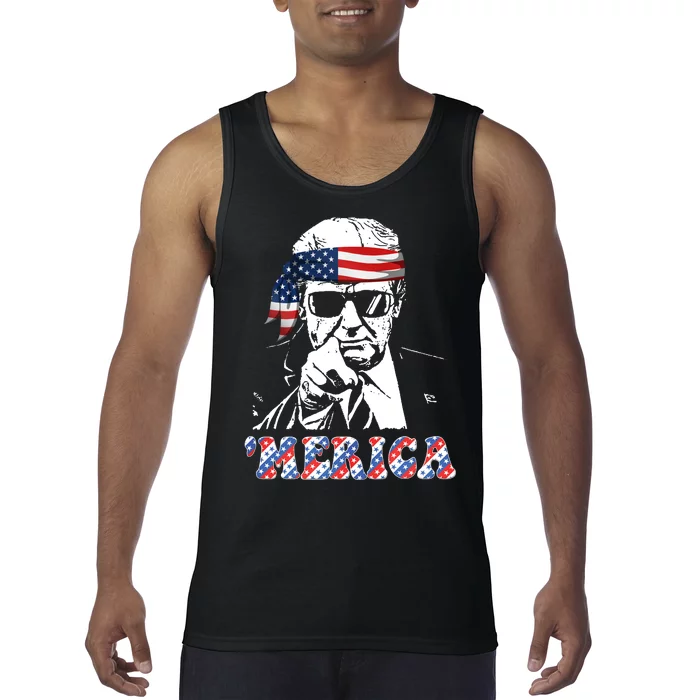 Merica Trump 4th Of July American Flag Festive Tank Top